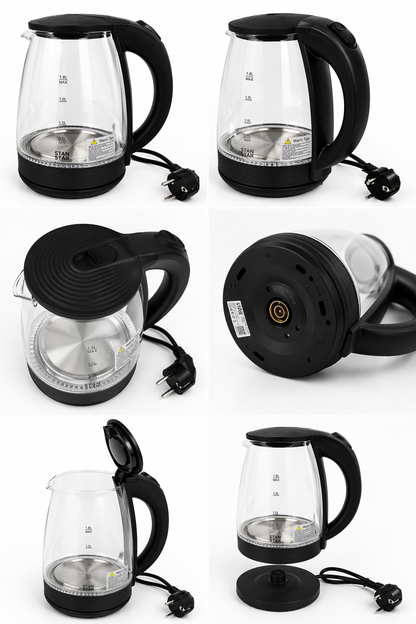 Jarra Eléctrica de Vidrio 1.8L 1500W Winning Star con Apagado Automático