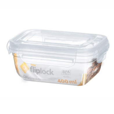 Pote fliplock rectangular 400ml