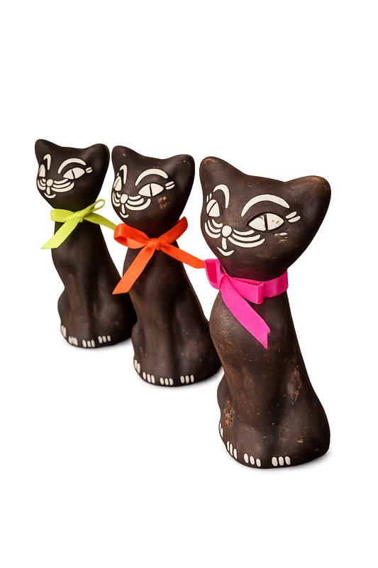 Gatitos en Ceramica Blanca y con Betún de Judea